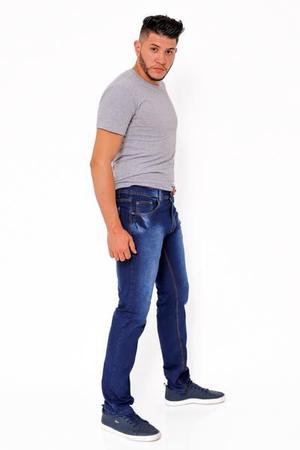 Imagem de Calça Masculina Skinny Jeans Escura com Amassadinho