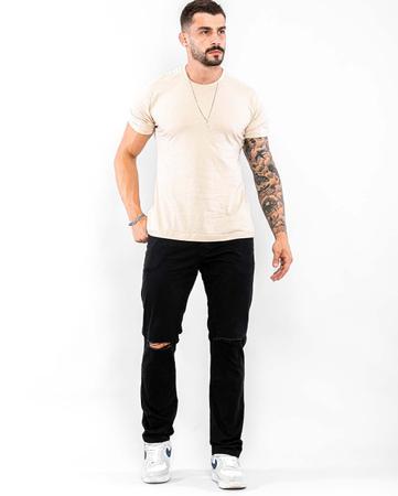 Cal a Masculina Skinny Preta com Rasgo No Joelho 21886 Preto