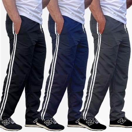 Imagem de Calça masculina  tectel 2 listras bolsos esporte básico treinar basico