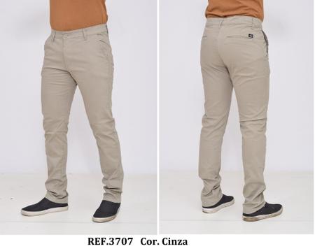 Imagem de Calça Masculino Chino Sarja Esporte Fino Slim Elastano Colorida