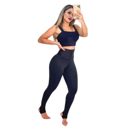 Calça Legging Cintura Alta Modeladora Sem Pezinho Preta