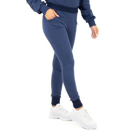 Calça moletom feminina flanelada jogger punho bolso inverno - Zafina Imagem de Calça moletom feminina flanelada jogger punho bolso inverno