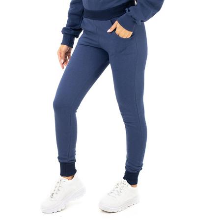 Calça moletom feminina flanelada jogger punho bolso inverno - Zafina Imagem de Calça moletom feminina flanelada jogger punho bolso inverno