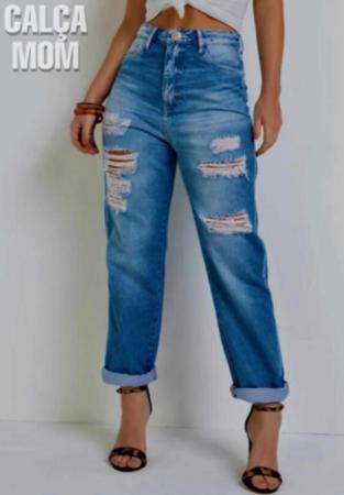 Calça Mom Jeans Feminina Cintura Alta Larga Super Elegante - Wild
