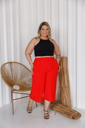 Calça Pantacourt Midi Larga Moda Plus Size Wide Leg G1 G2 G3 - Calça  Pantacurt - Calça Plus Size Feminina - Magazine Luiza