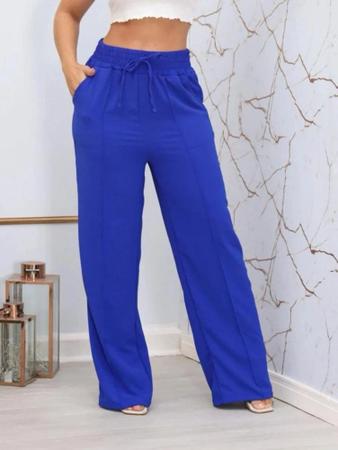 Calça Pantalona Feminina Com Elástico Na Cintura Tecido Duna - Fix Modas Imagem de Calça Pantalona Feminina Com Elástico Na Cintura Tecido Duna