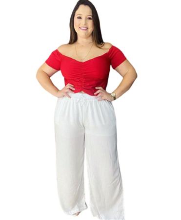 Cal a Pantalona Plus Size em Tecido Duna Fenda Lateral Cpn Dona
