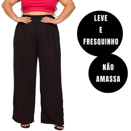 Imagem de Calça Pantalona Wide Leg Plus Size Confortável Elegante Linha Premium Luxo