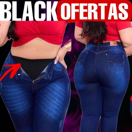 Imagem de Calça Plus Size Jeans C/ Cinta Aperta Barriga Modeladora Lip