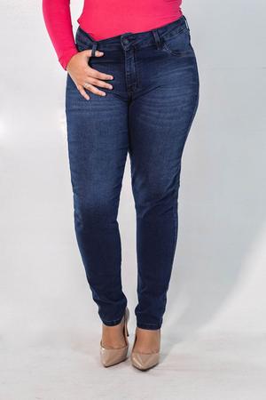 Calça jeans feminina plus size cigarrete stretch azul
