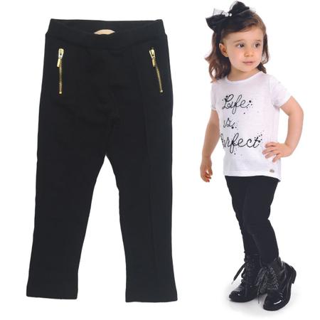 Calça Legging Infantil em Tecido Leve Amni Preto, Guaili