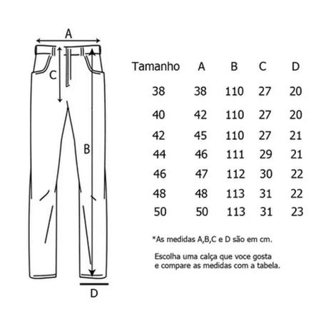 Imagem de Calça Sarja Masculina Tradicional 100% algodão corte Reto.