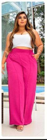 Imagem de Calça social feminina pantalona tecido duna com forro plus size, g1-g2-g3