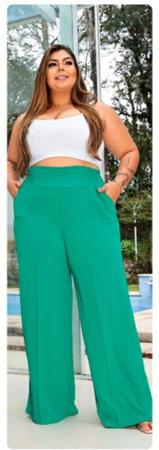 Imagem de Calça social feminina pantalona tecido duna com forro plus size, g1-g2-g3