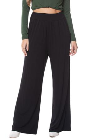 Calça Wide Leg Malha de Viscose Preto - Zipituka Imagem de Calça Wide Leg Malha de Viscose Preto