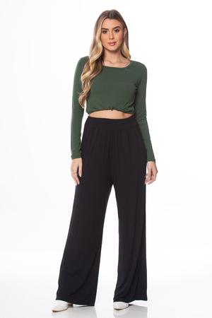 Calça Wide Leg Malha de Viscose Preto - Zipituka Imagem de Calça Wide Leg Malha de Viscose Preto
