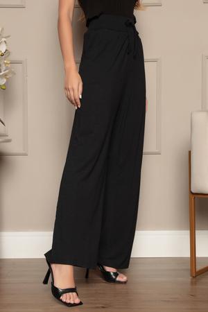 Calça Wide Leg Malha de Viscose Preto - Zipituka Imagem de Calça Wide Leg Malha de Viscose Preto