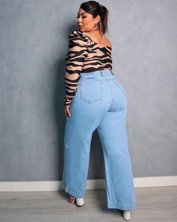CALÇA WIDE LEG PANTALONA PLUS SIZE 46 Ao 58 - Rimale Jeans - Calça Plus Size  Feminina - Magazine Luiza
