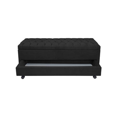 Imagem de Calçadeira Baú com Sapateira King 193cm Paris Capitonê Suede Preto - Sheep Estofados