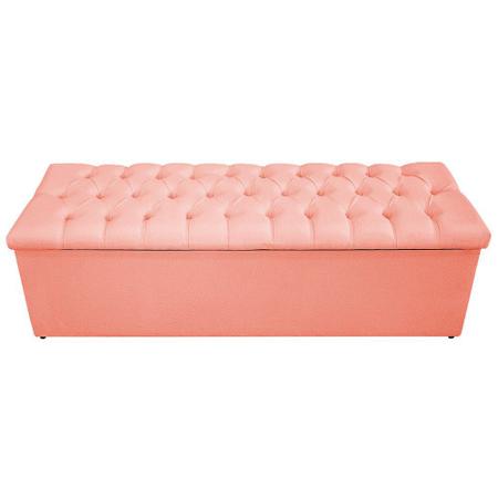 Imagem de Calçadeira Baú Estofada Mel 195 cm King Size Com Capitonê Suede Coral - Doce Sonho Móveis