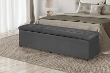 Imagem de Calçadeira Baú Helena 120 cm Suede Cinza