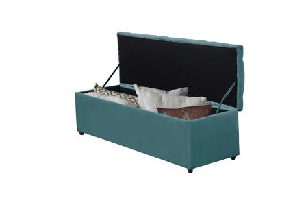 Imagem de Calçadeira Baú Imperatriz 138 cm Suede Azul Turq