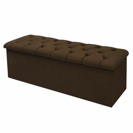 Imagem de Calçadeira Bau Margarida 160 cm Queen Suede Marrom -  JRV Móveis