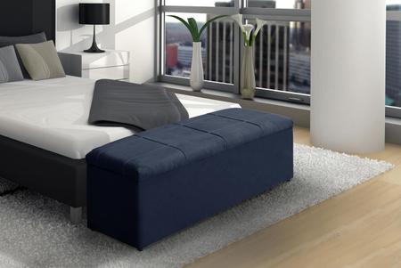 Imagem de Calçadeira Baú Raissa 138 cm Suede Azul Marinho