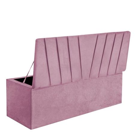 Imagem de Calçadeira Baú Recamier Solteiro 90CM Bélgica material sintético Rosa - D A DECOR