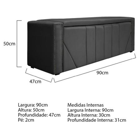 Imagem de Calçadeira Baú Solteiro Minsk P02 90 cm para cama Box Linho Cinza Escuro - Amarena Móveis