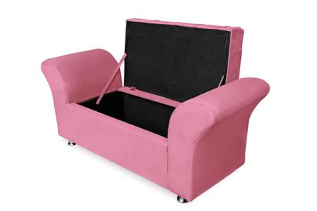 Imagem de Calçadeira Baú Veneza Para Cama Solteiro 90 cm Suede Rosa Barbie DL Decor