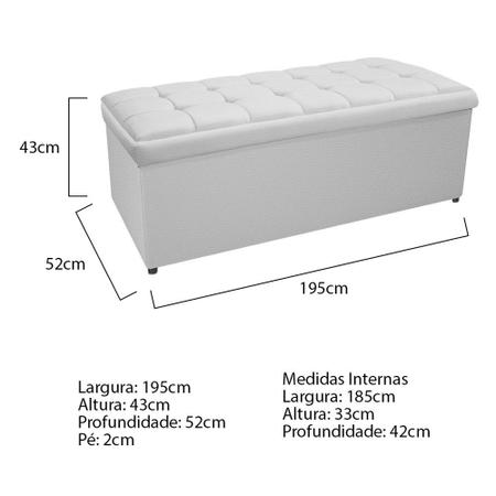 Imagem de Calçadeira Copenhague 195 cm King Size Corano Branco - Doce Sonho Móveis