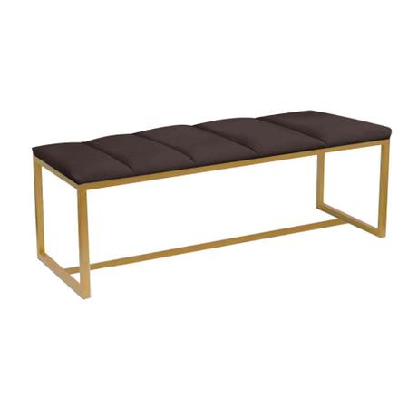 Imagem de Calçadeira Industrial Carla 100cm Solteiro Quarto Box Cama Ferro Dourado Sintético Marrom - Ahz Móveis