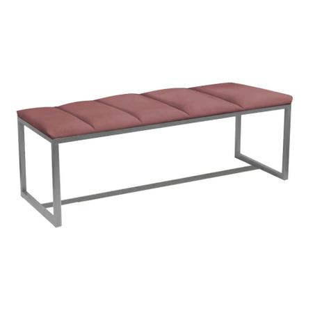 Imagem de Calçadeira Industrial Carla 100cm Solteiro Quarto Box Cama Ferro Prata Suede Rose - Ahz Móveis