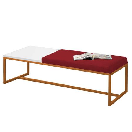 Imagem de Calçadeira Recamier Londres 140cm Industrial Bronze Suede Vermelho Tampo Quadrado MDF Branco - Ahz Móveis