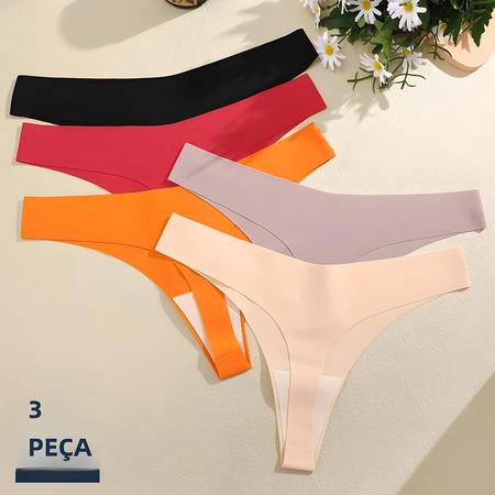 Imagem de Calcinha Tanga De Seda Gelo Sem Costura Feminina 3 Peças Cuecas Tanga Respiráveis Lingerie De Várias