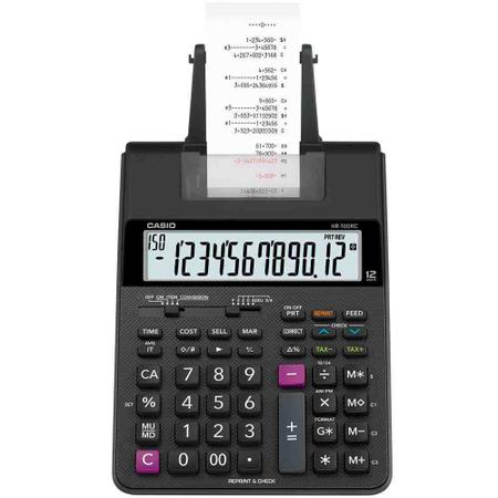 Imagem de Calculadora Casio 12 Dígitos Com Bobina HR-100RC-BK-B-DC