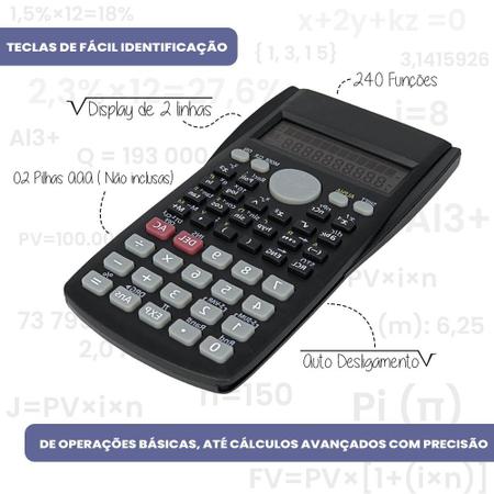 Imagem de Calculadora Científica 240 Funções e Display de 2 Linhas O Essencial para Estudantes Universitários em Cálculos Preciso