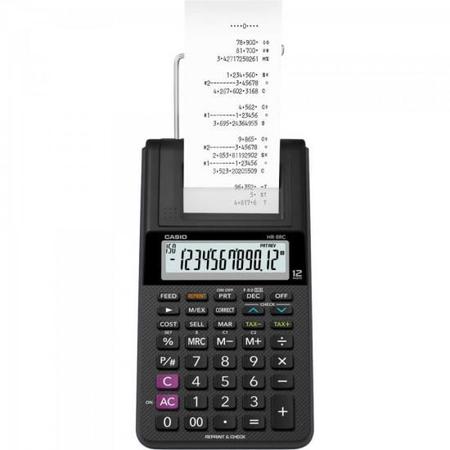 Imagem de Calculadora Com Bobina Casio HR-8RC-WE-B-DC 12 Dígitos Preta F002