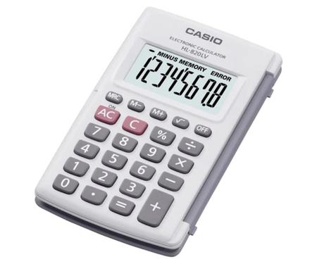 Imagem de Calculadora de Bolso CASIO HL-820LV Branca com Tampa 8 Dígitos Visor Grande Calculadora Pequena