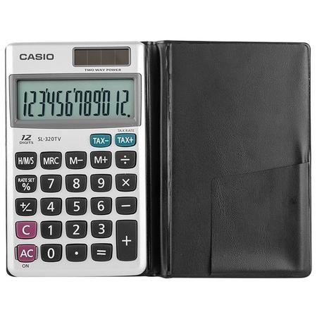 Imagem de Calculadora de Bolso Casio Sl-320Tv-W 12 Digítos Prata Solar e Bateria