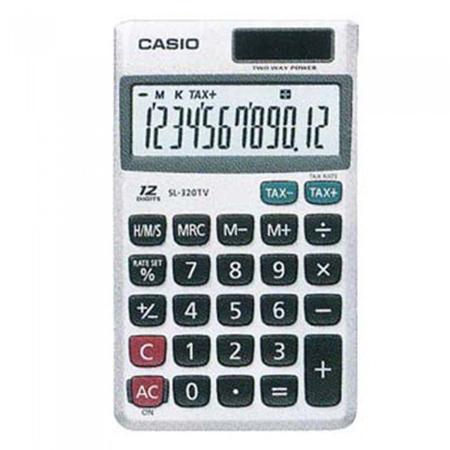 Imagem de Calculadora de Bolso Casio Sl-320Tv-W 12 Digítos Prata Solar e Bateria