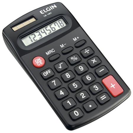 Imagem de Calculadora de Bolso Elgin CB1483 8 Dígitos, 4 Operações e Memória Solar/Bateria