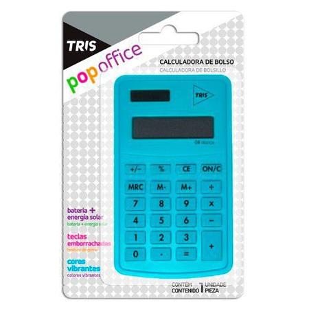 Imagem de Calculadora De Bolso Tris Pop Office Azul - Ref. 678238