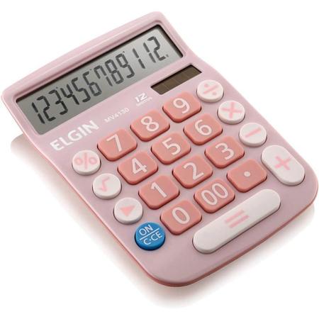 Imagem de Calculadora de mesa 12 dig. visor lcd sol/bat rosa elgin