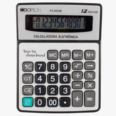 Imagem de Calculadora de mesa 12 digitos hoopson prata/preta ps-8820b