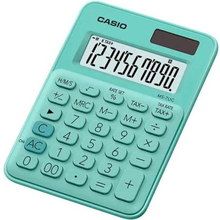 Imagem de Calculadora De Mesa Casio Mini 10 Dígitos, Verde, MS-7UC-GN