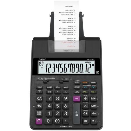 Imagem de Calculadora de Mesa com Impressora, Preta, Visor Grande de 12 Dígitos, HR-100RC  CASIO