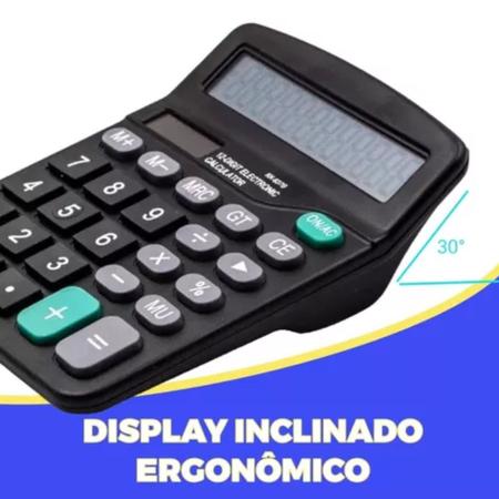 Imagem de Calculadora De Mesa Financeira Escritório 12 Digitos Cor Preta