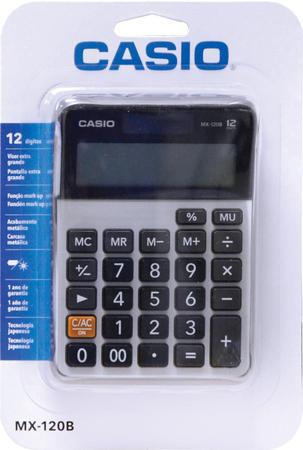 Imagem de Calculadora De Mesa Pequena 12 Dígitos  Mx-120b-s4-dc Prata Alimentação Solar